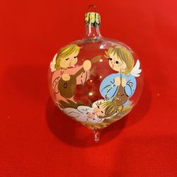 Hand Painted Musical Angels w/ Baby Jesus Ornament- Made in Czech Rebublic
