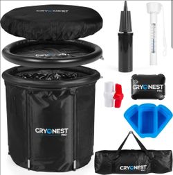 CryoNest Pro 105G Portable 5-Layer Inflatable Cold Plunge Tub for Adults with Quick Drainage, Dust Cover & Thermo Lid