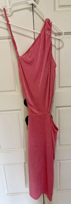 Pink Shimmer One-Shoulder Bodycon Mini Dress Cutout Size S