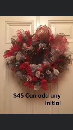 Handmade wreath with “M” initial (can add any letter)