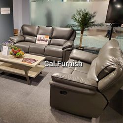 2Pc Recliner sofa set Leather and Fabric