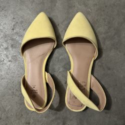 Yellow Slingback Pointed Toe Flats