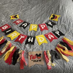 Mikey Mouse Theme Bday Party Decor/banner