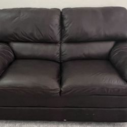 Dark Brown Leather Loveseat