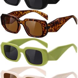 4 Pieces Sunglasses Womens Trendy Rectangle Retro Sunglasses for Women Men