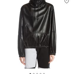 MSGM Faux leather black hoodie pullover sweatshirt 46 XS