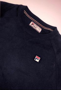 Fila Sweater Shirt Tee Top M Crewneck Sweatshirt Navy Blue Mens Fashion Fabric