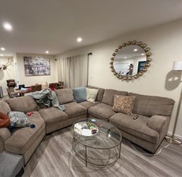 Oversized Taupe Corduroy L-Shaped Sectional