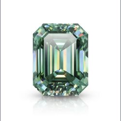 PRICE DROP!! WAS $80 - PRARE Color , TWO Emerald Cut Green Lab Grown Moissanite Diamond Loose Stones