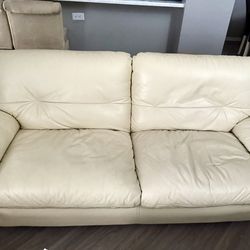 Beige Leather Sofa