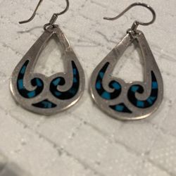 Vintage Turquoise inlay 925 Sterling hallmarked