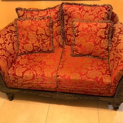 Sofa 2 Pc Set - Cloth Upholstery With Cushions