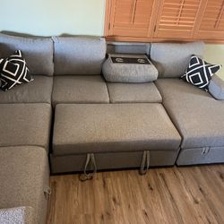 New 92x119x60 Sleeper Sectional Couch With Storage / Free Delivery 