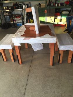 New table and benches