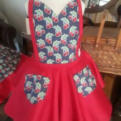 Cherry print apron