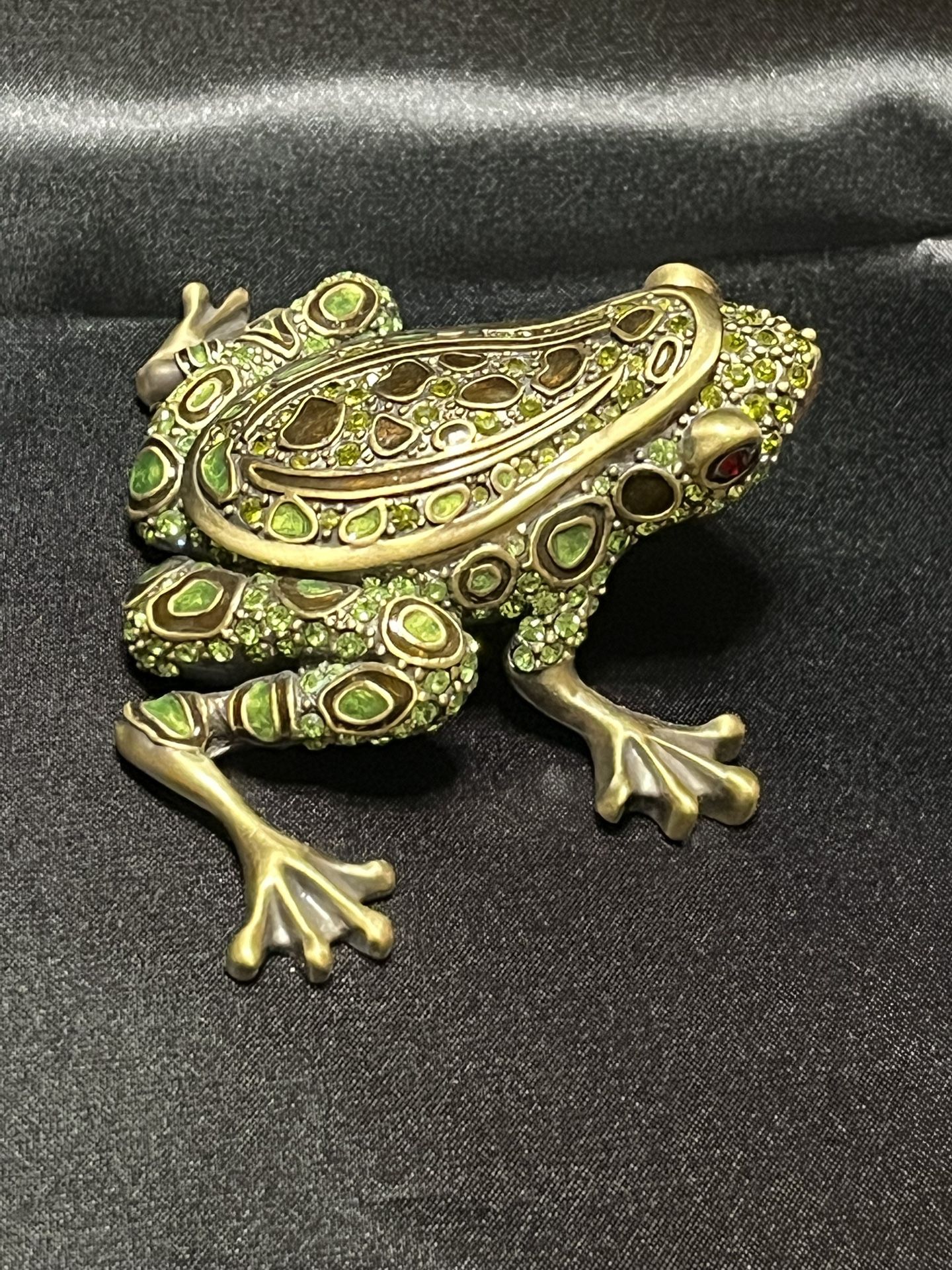 Vintage Two's Company Green Frog Trinket Box