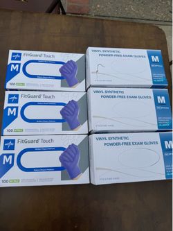 6 boxes of medium latex gloves OBO