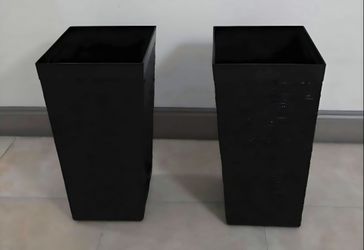*** JUST REDUCED *** PAIR of 23" (Tall) Black Textured Mobile Planters (2 for $50) @ Lasting Creations