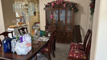 Vintage dining table and hutch