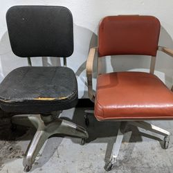Vintage Steelcase Hamilton Cosco Rolling Office Chairs MCM Mid Century Old Retro Antique Industrial Tanker Desk Swivel