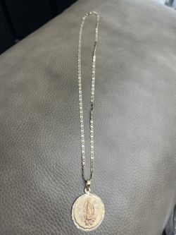 Solid 14K Gold Virgin Mary Necklace