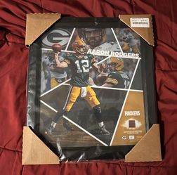 Aaron Rodgers Game Used Football Framed Photo