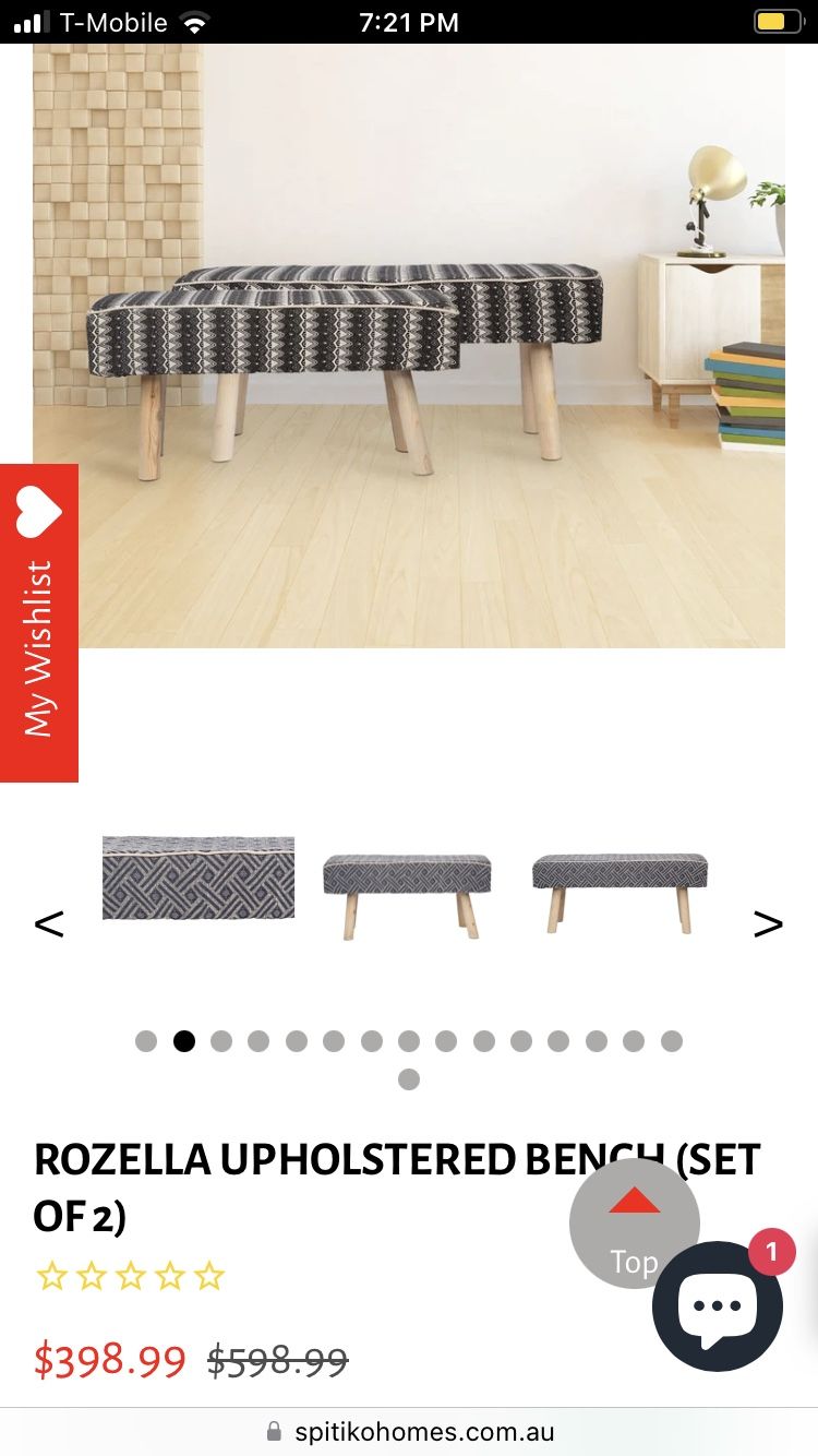 Spitiko Homes Upholstered Bench Set Of 2