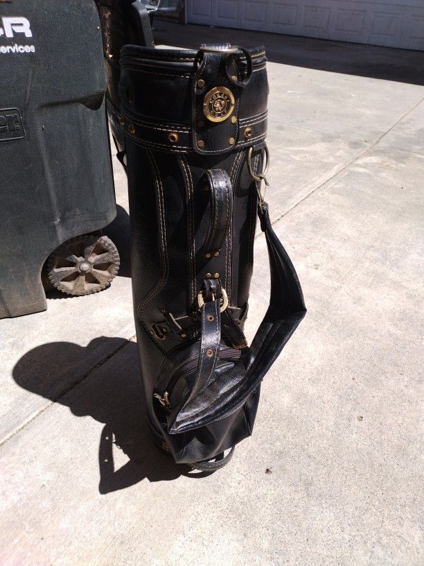 $50! No Rips Or TearsBlack Leather Cougar Golf Bag