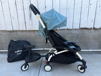 ⭐️ Babyzen YOYO 2 Stroller (Aqua/White Frame) + Ride-Along Board w/ Seat + Travel Bag