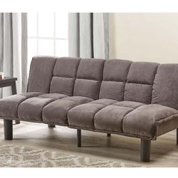 Mainstays Tufted Microfiber Futon, Grey Faux Suede