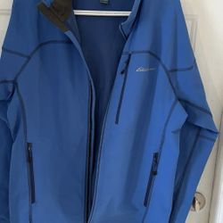Perry Ellis Blue And White Windbreaker Jacket Size M