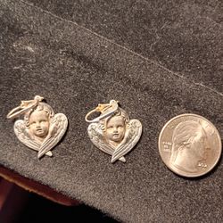 Solid Cast Sterling Silver Angel Earrings