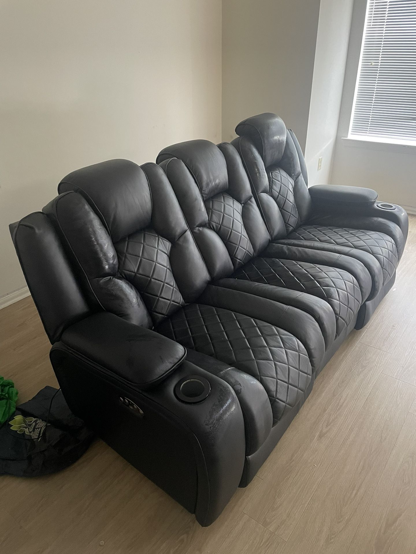 Panther black leather power recliner discount