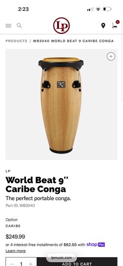 LP Percussion World Beat 9″ Caribe Conga The perfect portable conga