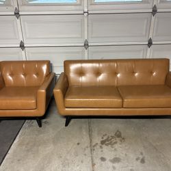 Faux Leather Sofa/couch  Set With 2-Chairs