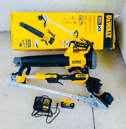 DEWALT 20V MAX Battery String Trimmer & Blower Combo Kit with + 4 Ah Battery & Charger