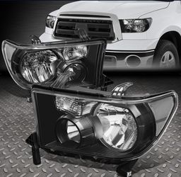 Black Housing Clear Corner Headlights Compatible with 07-13 Tundra / 08-17 Sequoia