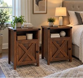 Farmhouse style nightstand (Set of 2)- Brand New !!