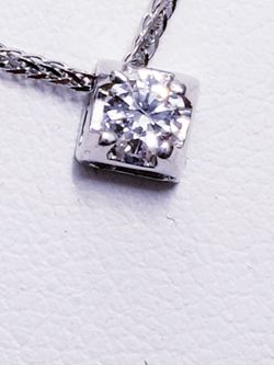 BEAUTIFUL SOLID 14KT & DIAMOND PENDANT AND CHAIN "NICE”