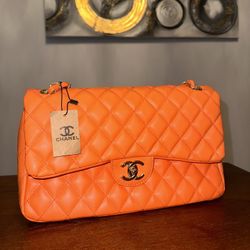 Title: JUMBO Orange Chanel Double Flap Bag for Sale in Kansas City, MO -  OfferUp