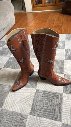 Embroidered Knee-High Cowboy Boots
