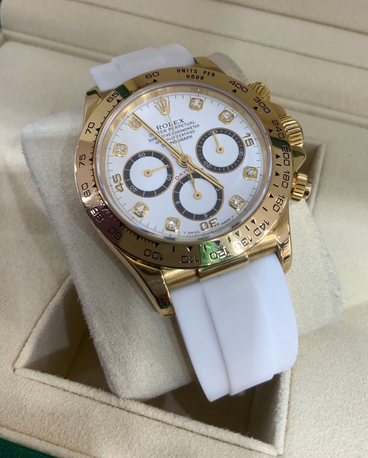 Rolex Daytona 40mm White Diamond Dial 16518 Yellow Gold Watch & Box Only