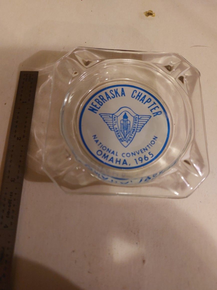 National Postmasters Glass Ash Tray Omaha 1965