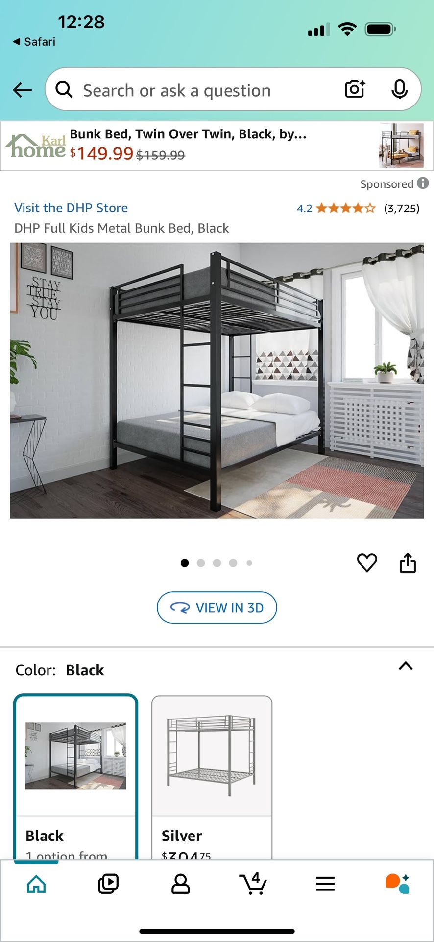 New Metal Full Size Bunk Bed 