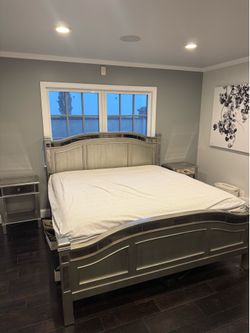 4 Piece Bedroom Set- King Bed Frame, Two Nightstands, 1 Dresser