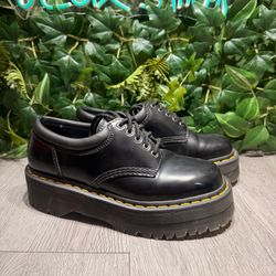 Dr. Doc Martens Women’s 8053 Quad Platform Oxford Sz 8 Black Smooth Leather