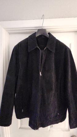 Man's black swayed jacket