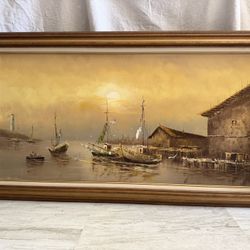 Painting On Canvas-Vintage -Italy  55.1-4”x31.1/2”
