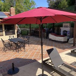 2 Burgundy Patio Umbrellas
