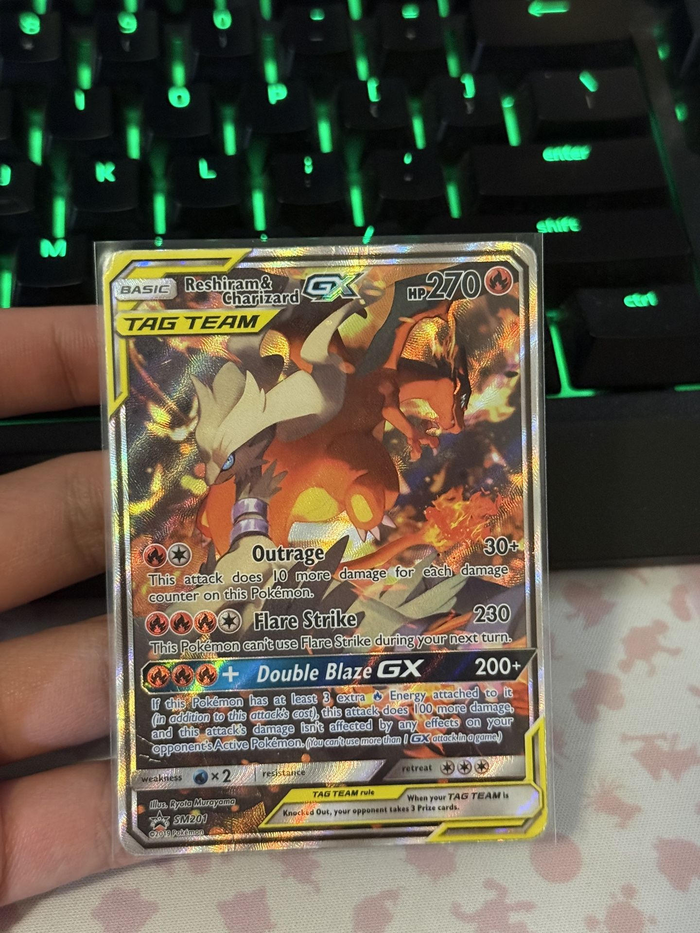 Pokemon Reshiram & Charizard GX - SM201 - DAMAGED
